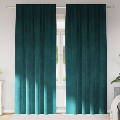 Zwarte Gordijnen Met Bovenband 2 Stuks E Velours Donkergroen 140 x 225 cm met ingenaaid tape