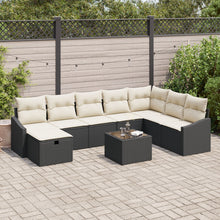 9-Delige Tuin Sofa Set Met Kussens Zwart Poly Rattan Wit