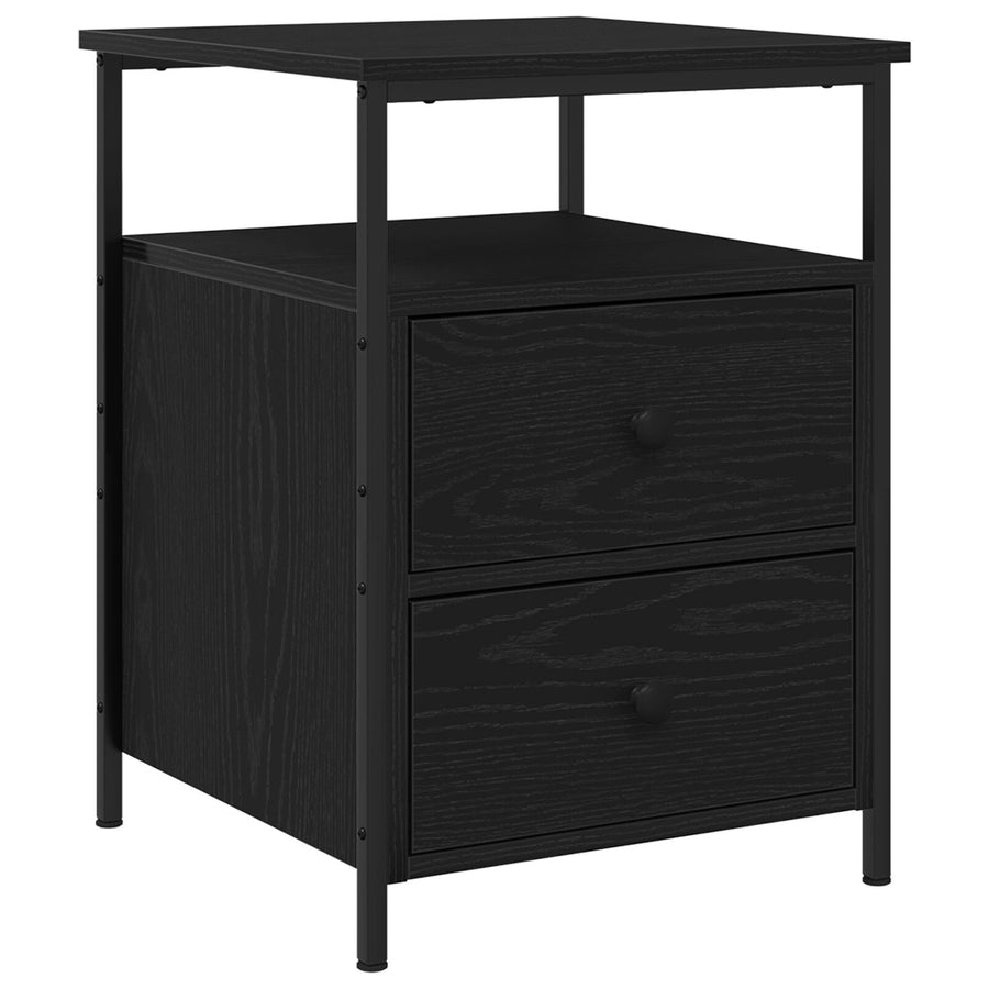 Nachtkastjes 2 Stuks Zwart Eiken 44X45X60 Cm Bewerkt Hout