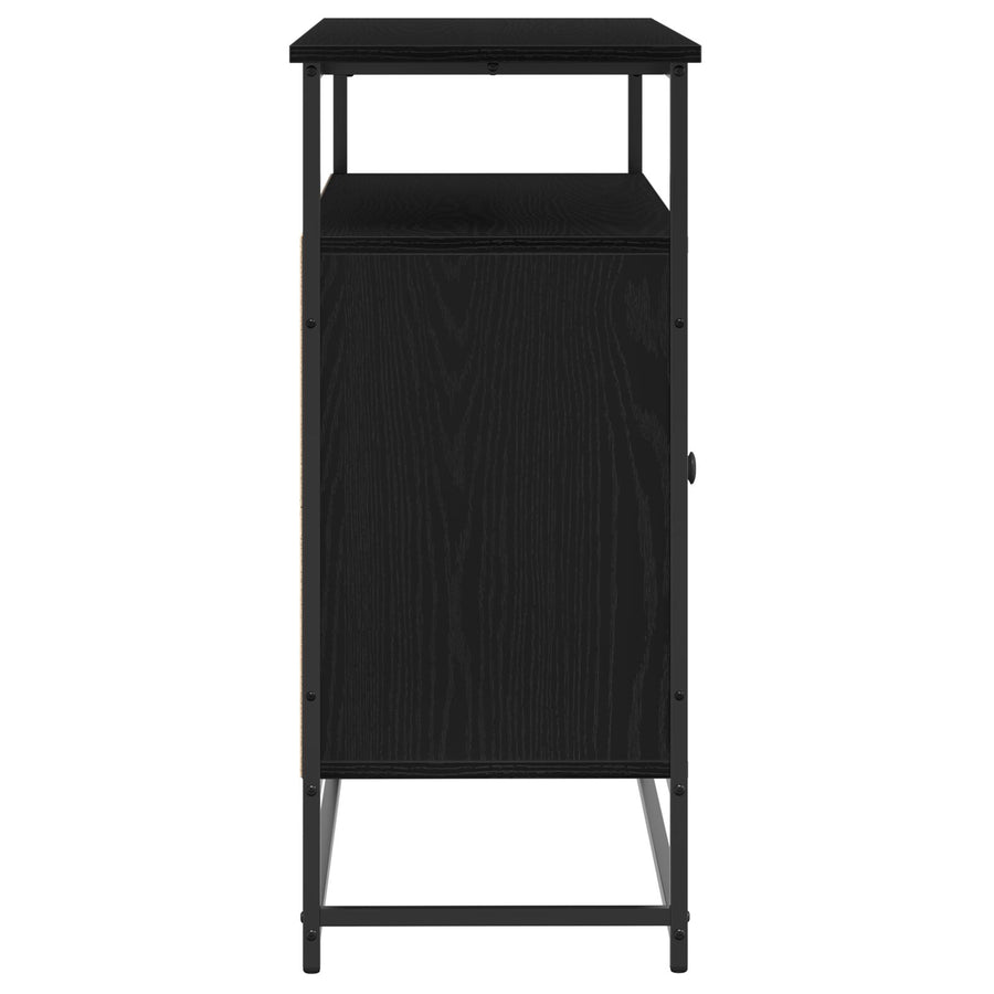 Dressoir 100X35X80 Cm Samengesteld Hout En Staal Zwart eiken