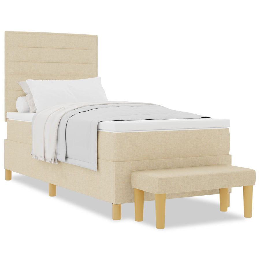 Boxspringbed Met Matras En Bank Stof Crème 100 x 200 cm Lijnontwerp