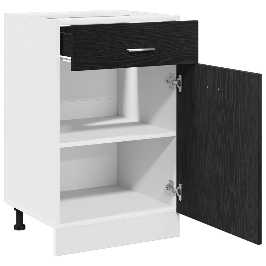 Zwarte Eiken Lade Kabinet - 50X46X81.5 Cm, Gemaakt Van Bewerkt Hout