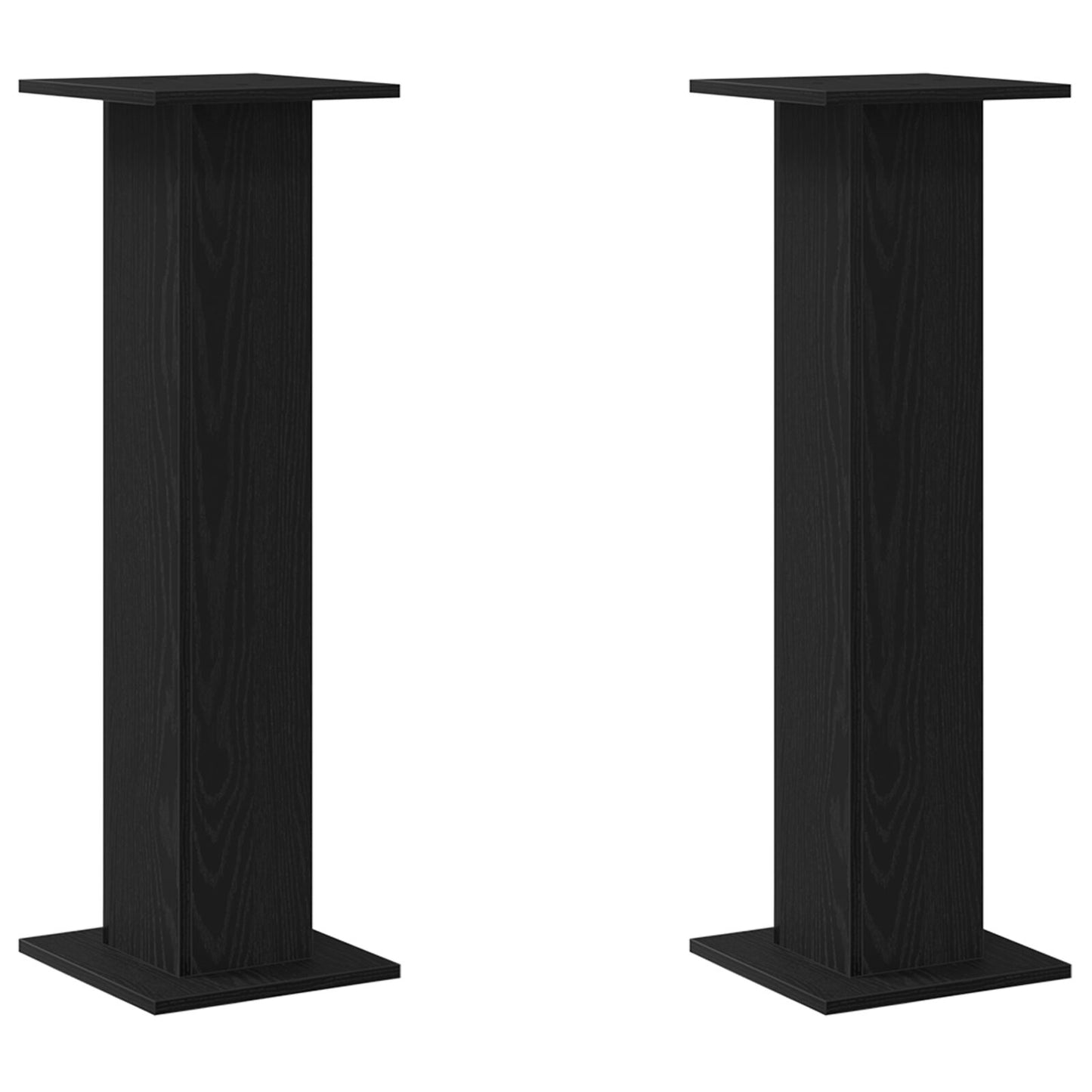 Plantstandaard 2 Stuks Bewerkt Hout 30 x 30 x 95 cm Zwart Eiken