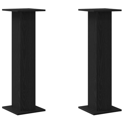Plantstandaard 2 Stuks Bewerkt Hout 30 x 30 x 95 cm Zwart Eiken