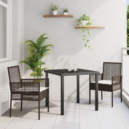 3-Delige Tuindining Set Met Kussens Bruin Poly Rattan