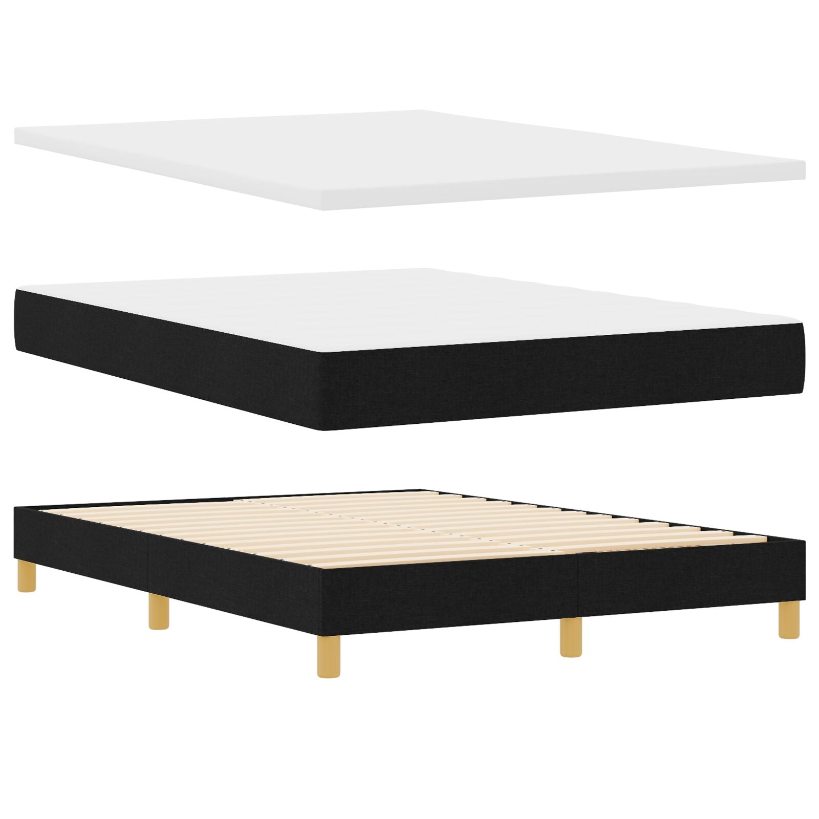 Boxspringbed Met Matras Zwart 160X200 Cm Stof Donkergrijs