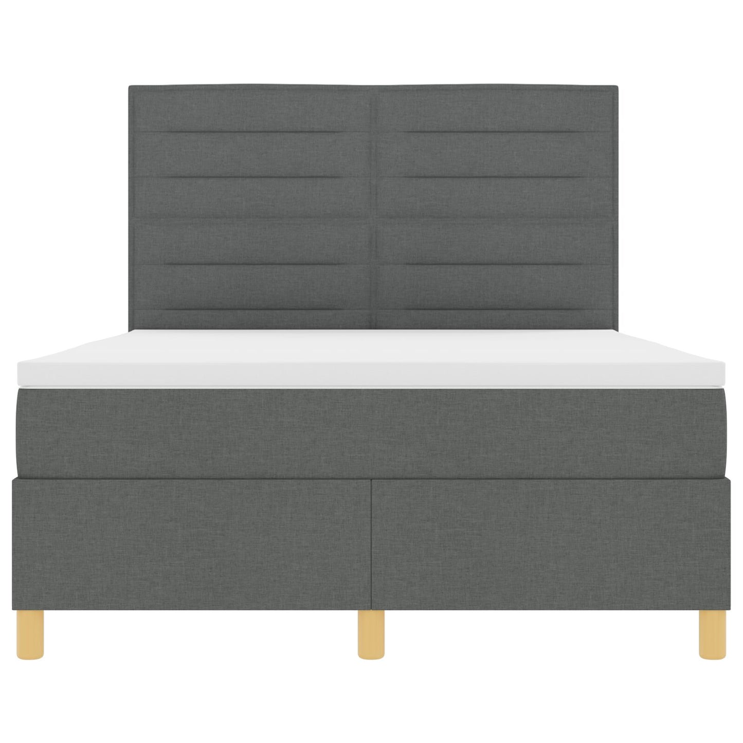 Boxspring Bed Met Matras Donkergrijs 140X190 Cm Stof Blauw