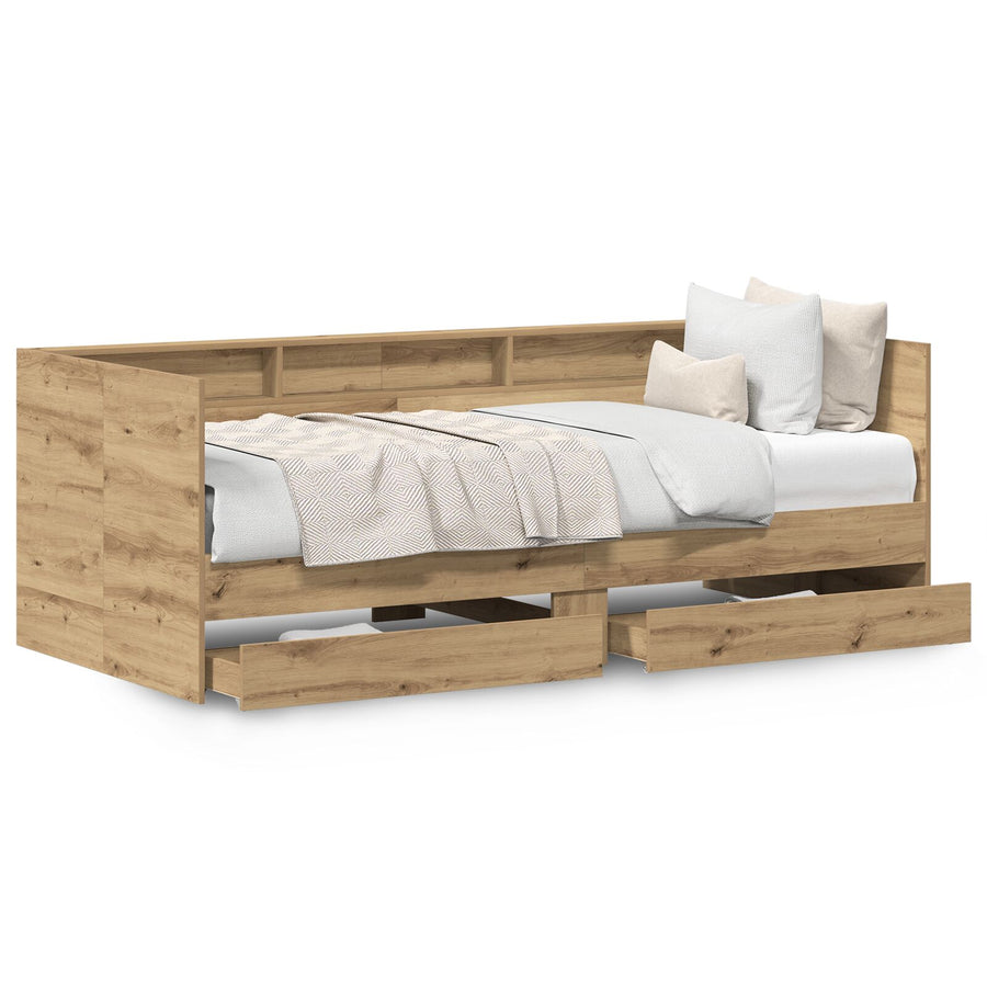 Daybed In Artisanale Eik Artisanale Eik Bewerkt Hout 100 X 200 Cm Ambachtelijk Eiken