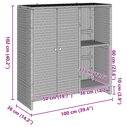 Opbergkast 100X36X102 Cm Rattan Beige