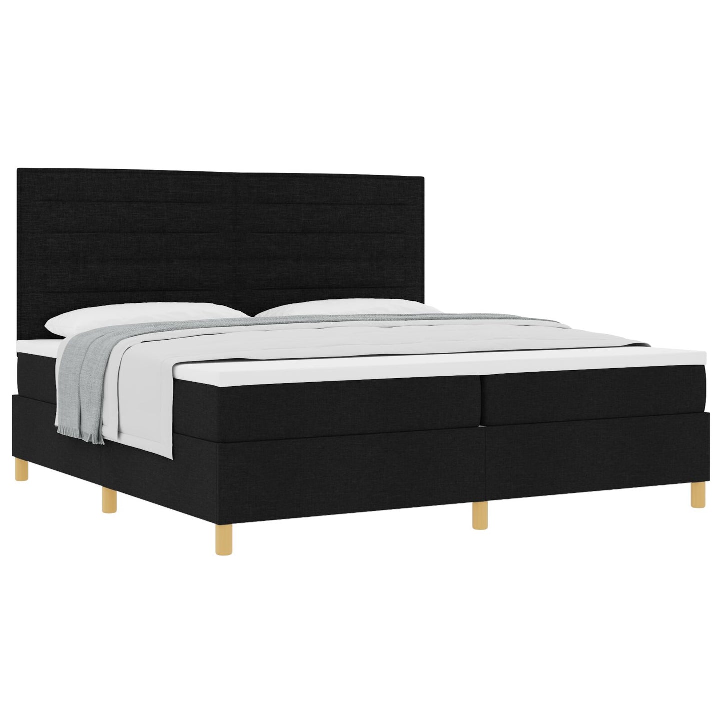 Boxspring Bed Met Matras Zwart 200X200 Cm Stof Blauw