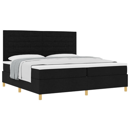 Boxspring Bed Met Matras Zwart 200X200 Cm Stof Blauw