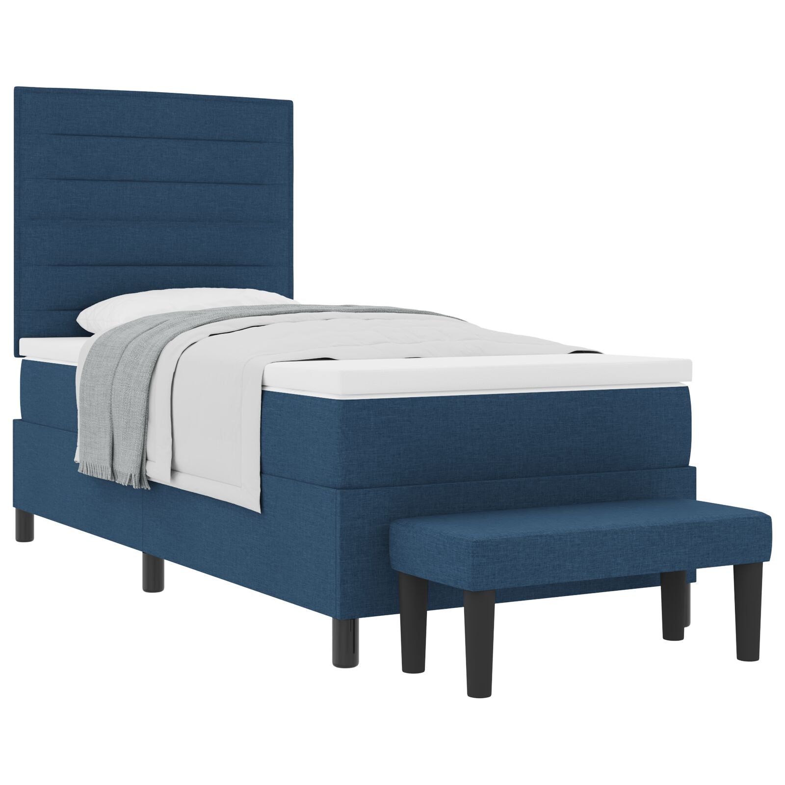 Boxspringbed Met Matras & Bank Stof Blauw 100 x 200 cm Lijnen ontwerp