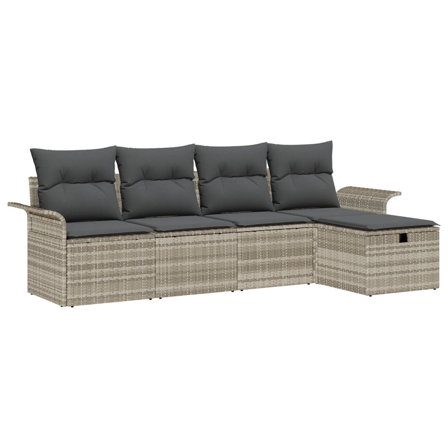 5-Delige Tuinbankset Met Kussens Lichtgrijs Poly Rattan
