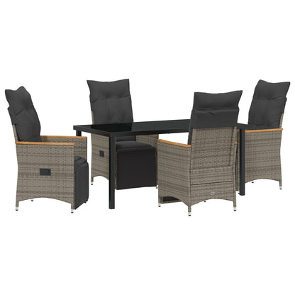 5 Delige Tuin Eetset Met Kussens Grijs Poly Rattan