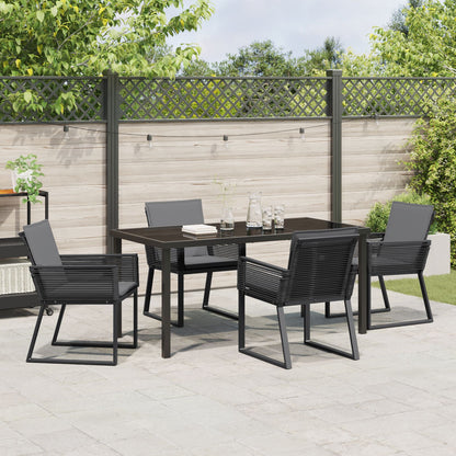 5-Delige Tuin Dining Set Met Kussens Zwart Poly Rattan