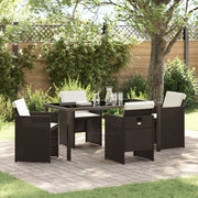 Tuinset poly rattan 4 stoelen tafel bruin