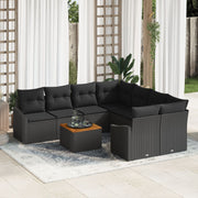 Tuinset poly rattan 9-delig zwart