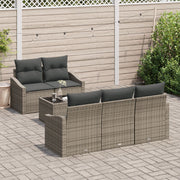Loungeset poly rattan 6-delig grijs
