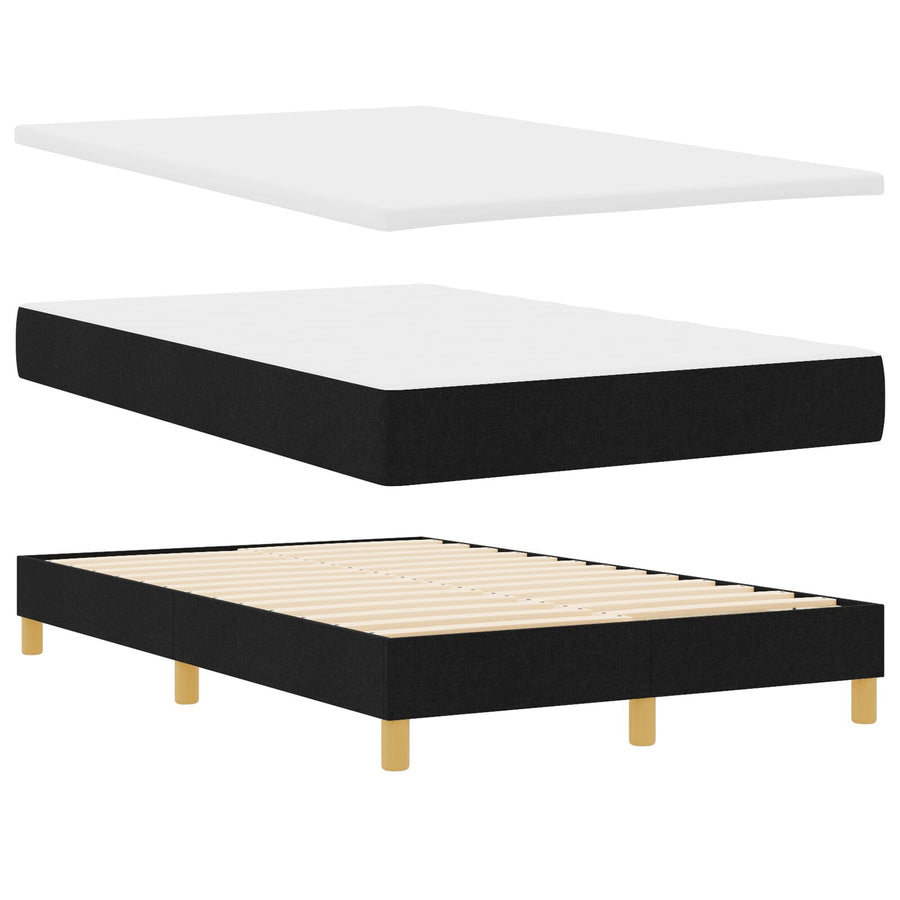 Boxspring Bed Met Matras Stof Zwart 120 x 200 cm Lijnen ontwerp