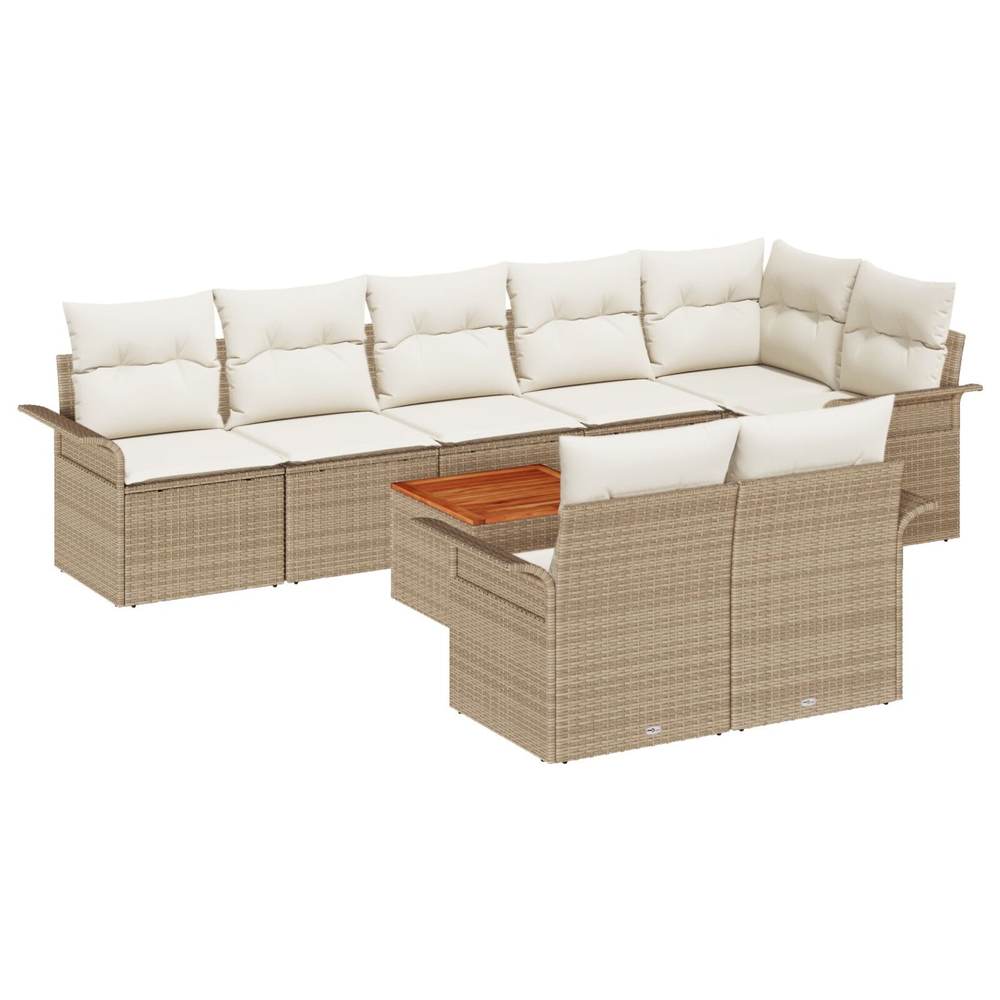 9-Delige Tuinset Met Kussens Beige Poly Rattan Acacia