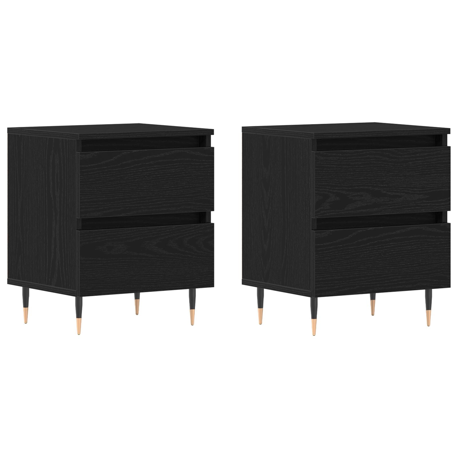 Bedside Cabinets 2 St Black Oak 40X35X50 Cm Gefabriceerd Hout