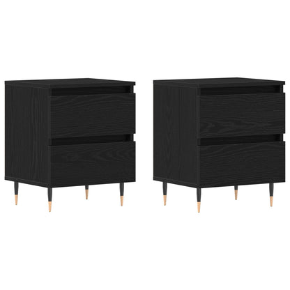 Bedside Cabinets 2 St Black Oak 40X35X50 Cm Gefabriceerd Hout