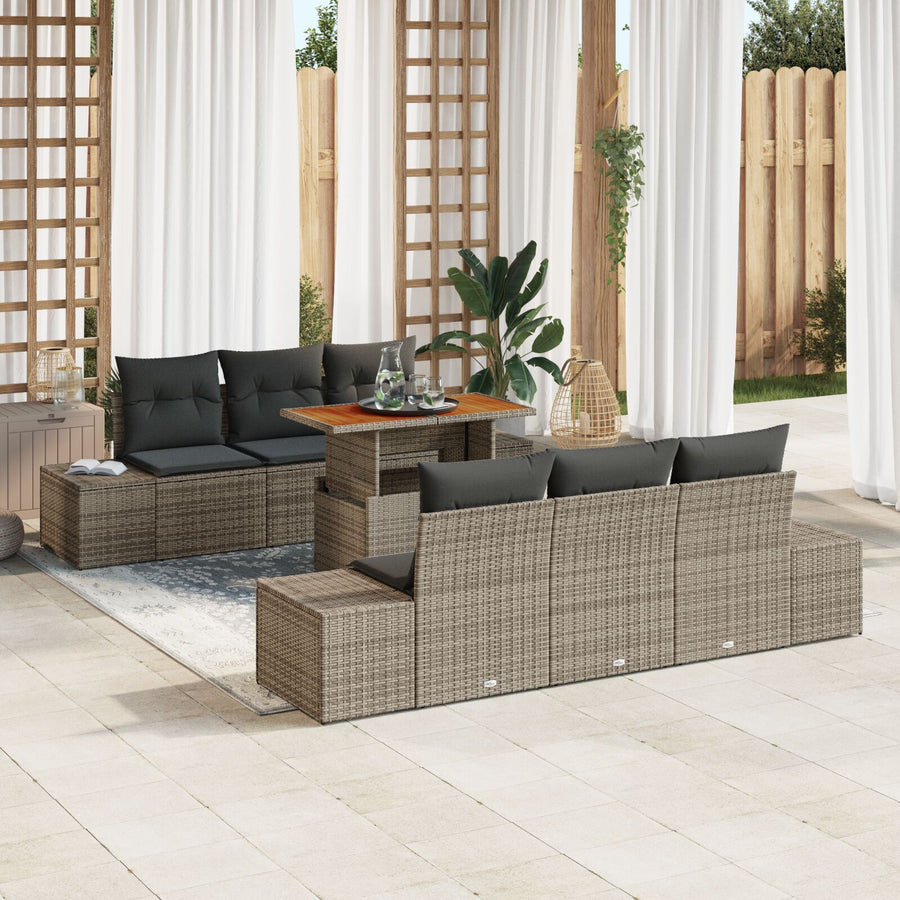 Tuinsofa Set Set Van 7 Grijs Weefsel 7-Delige Tuin Eetset