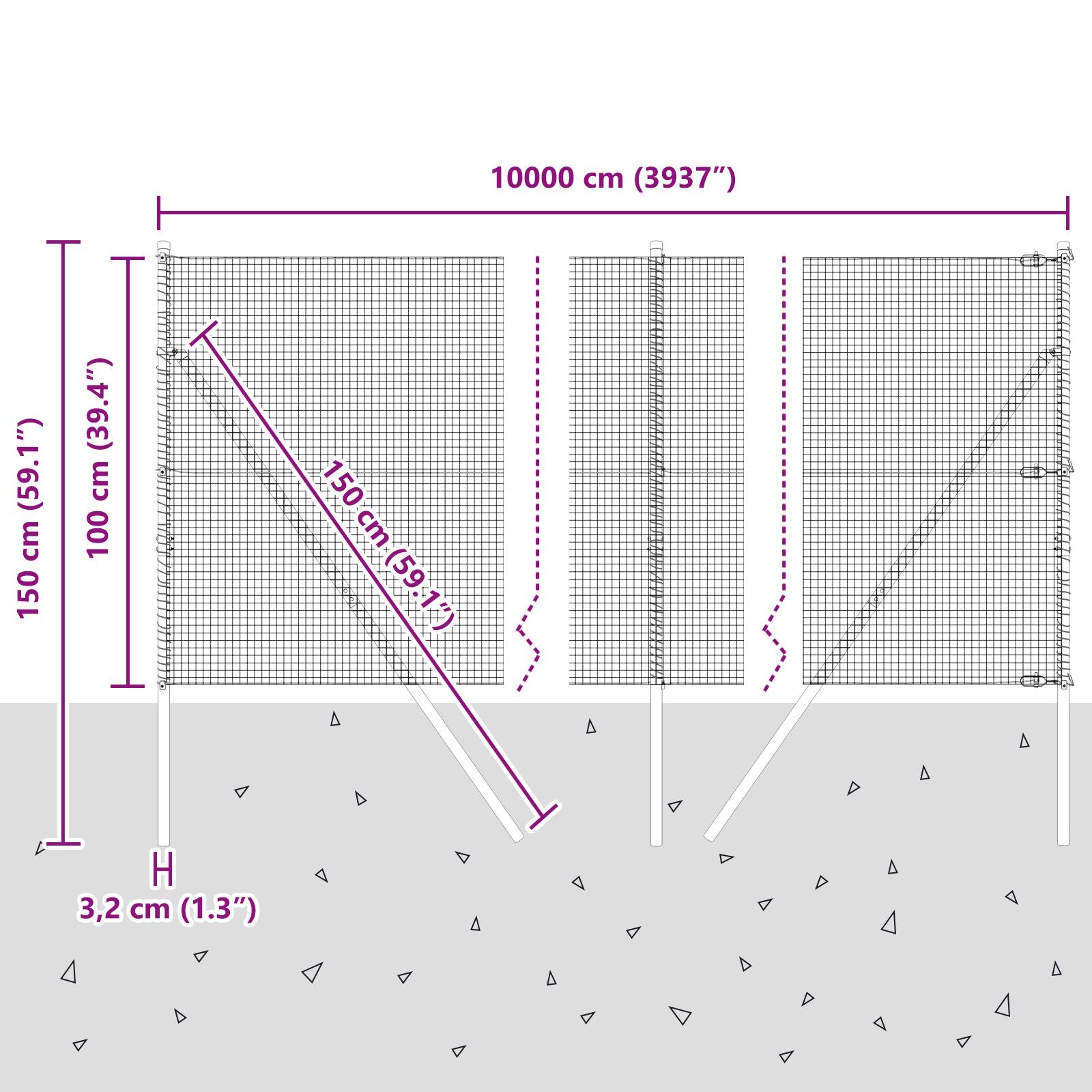 Gelast Draadhek Met 13 Palen 1X100 M Gegalvaniseerd Staal Gegalvaniseerd Staal