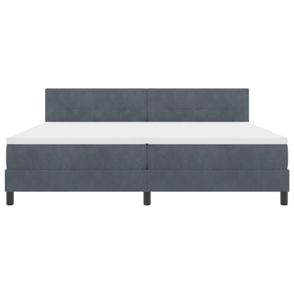 Boxspringbed Met Matras Donkergrijs 200X200 Cm Velvet Blauw