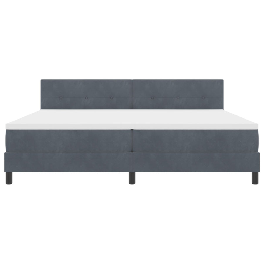 Boxspringbed Met Matras Donkergrijs 200X200 Cm Velvet Blauw