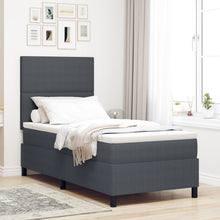 Boxspringbed Met Matras Donkergrijs 100X200 Cm Corduroy Stof