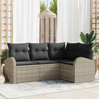 Loungeset 4-delig lichtgrijs polyrattan