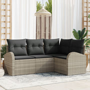 Loungeset 4-delig lichtgrijs polyrattan