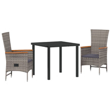 3-Delige Tuin Eetset Met Kussens In Grijze Poly Rattan