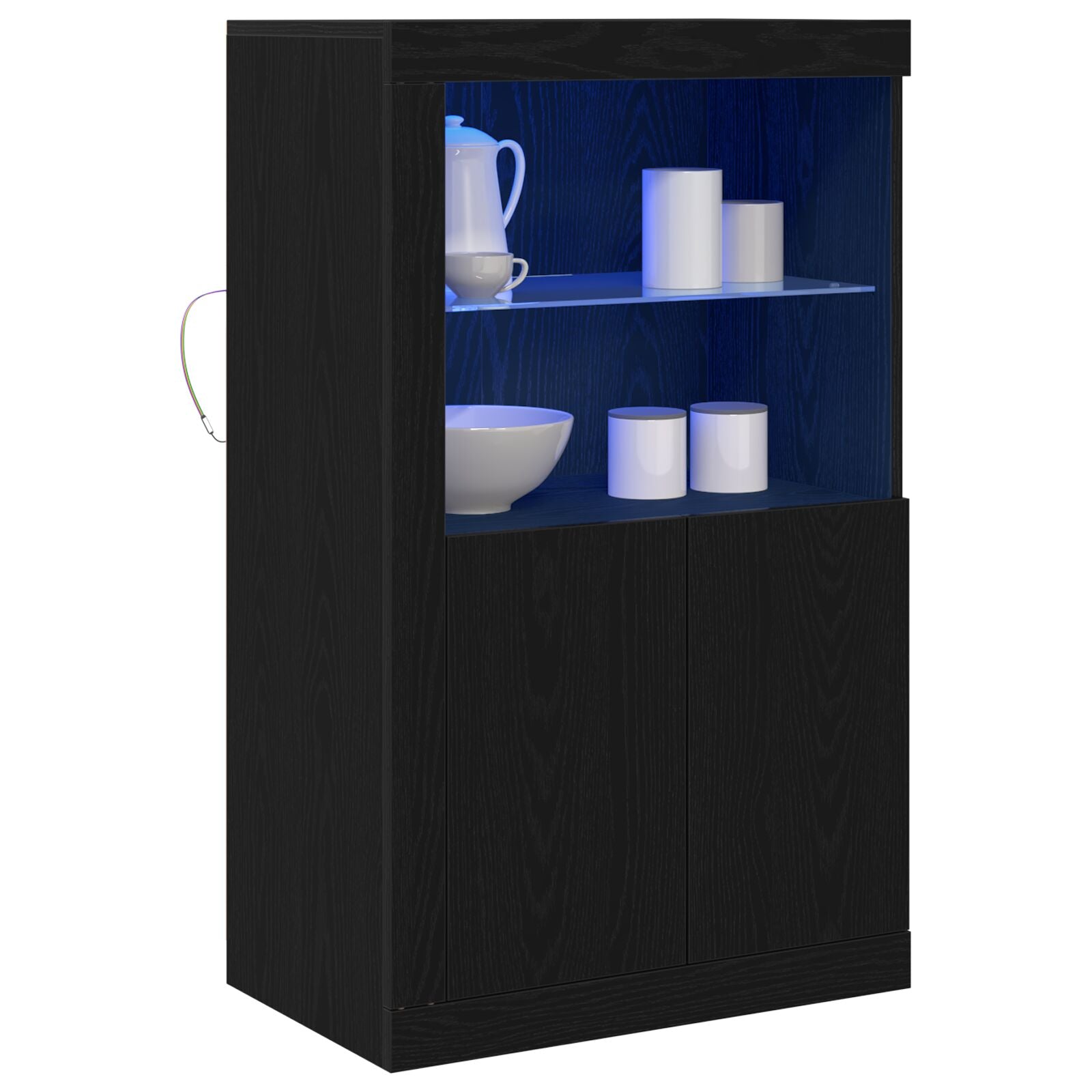Dressoir Met Led-Verlichting 60,5X37X100 Cm Zwart eiken