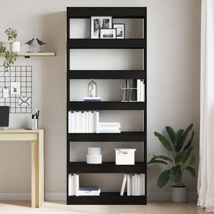 Zwarte Boekenplank Zwart Hout 80 X 30 X 198 Cm Planken