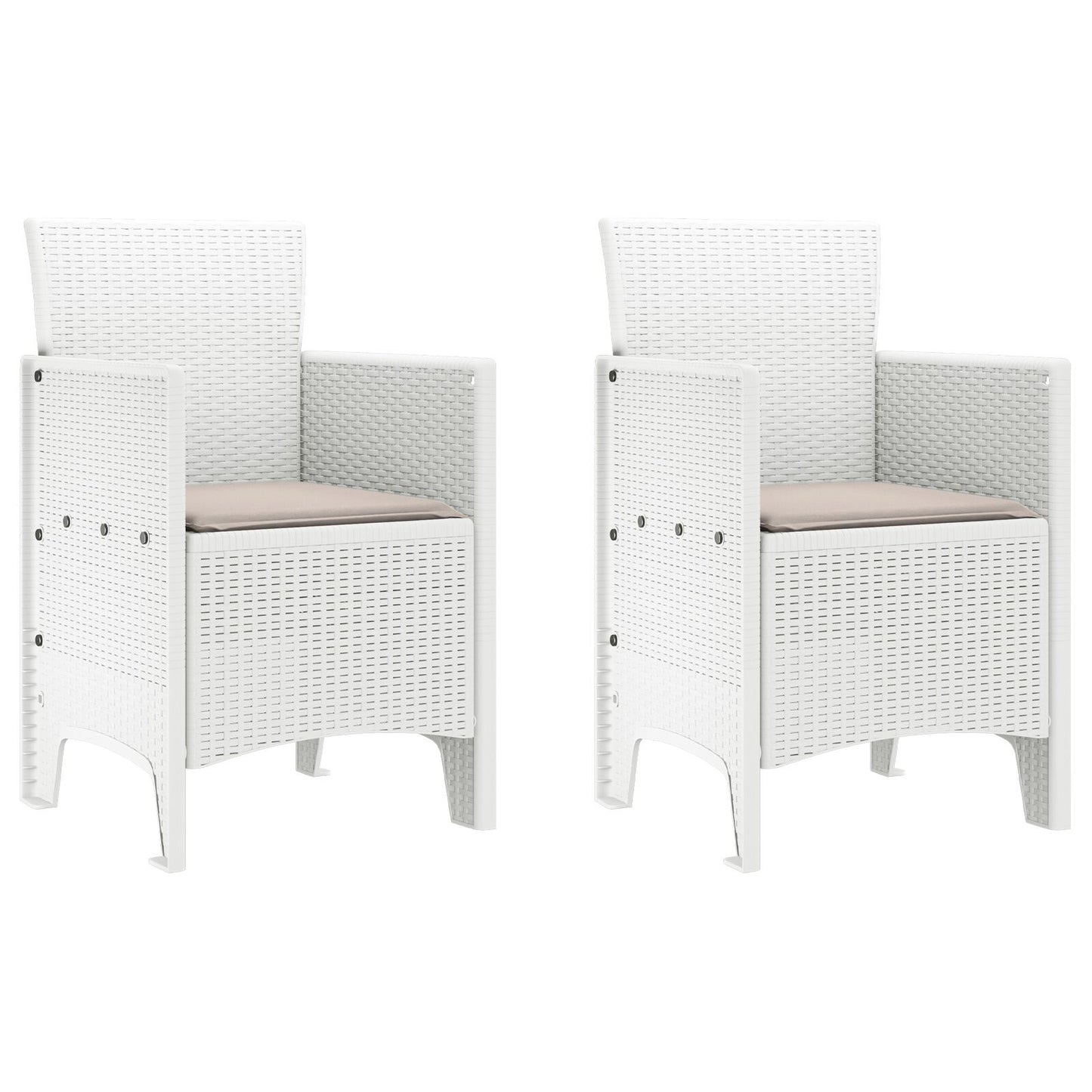 Tuinstoel Set Van 2 Kunststof Rattan Polyester Taupe Wit