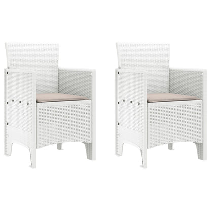 Tuinstoel Set Van 2 Kunststof Rattan Polyester Taupe Wit