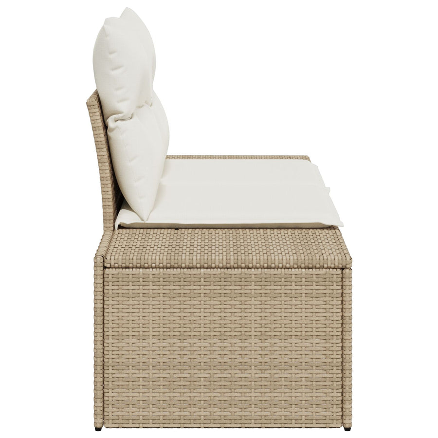 2-Zits Tuinbank Met Kussens Poly Rattan Beige en crème zonder opbergruimte