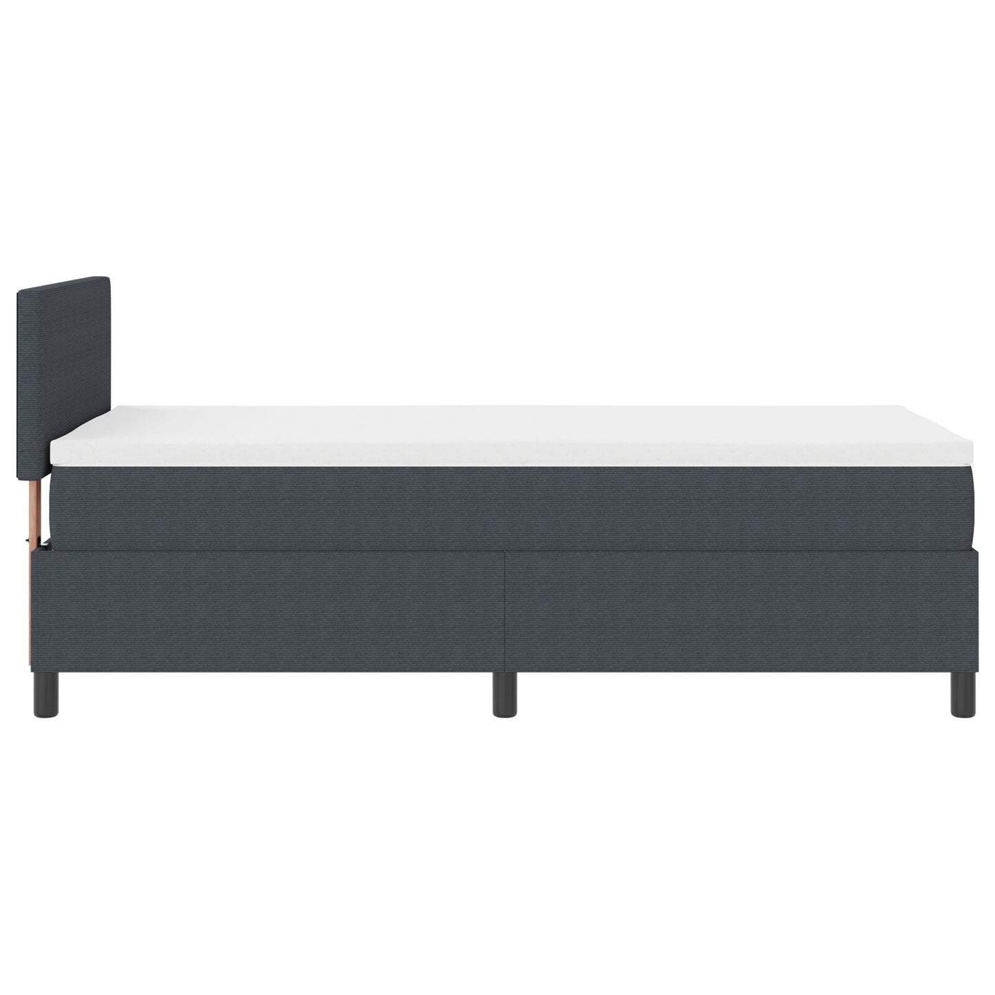 Boxspring Bed Met Matras Donkergrijs Eenpersoons Corduroy Stof