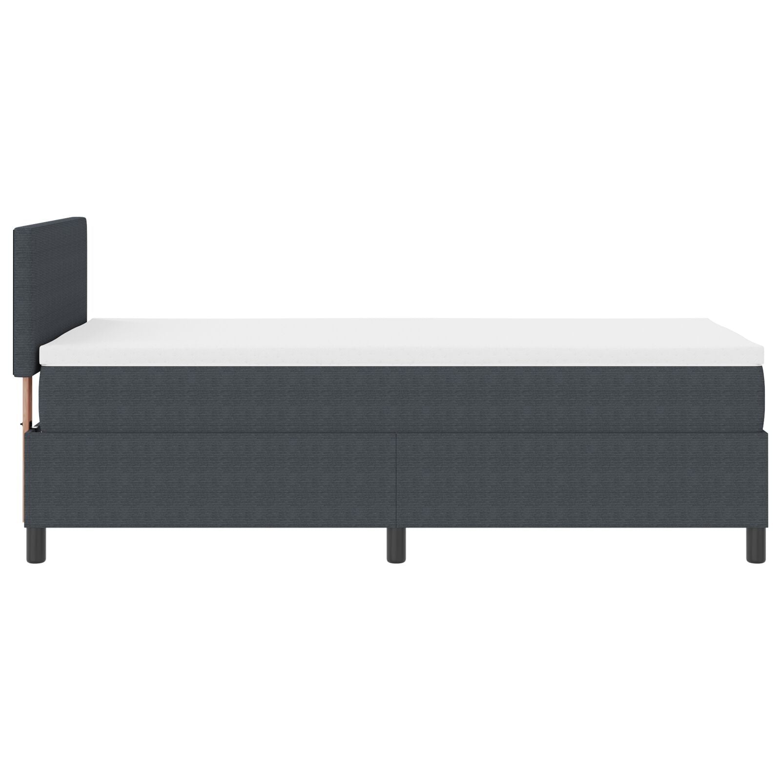 Boxspring Bed Met Matras Donkergrijs Eenpersoons Corduroy Stof