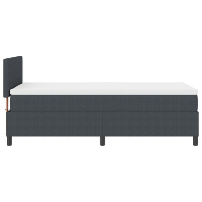 Boxspring Bed Met Matras Donkergrijs Eenpersoons Corduroy Stof