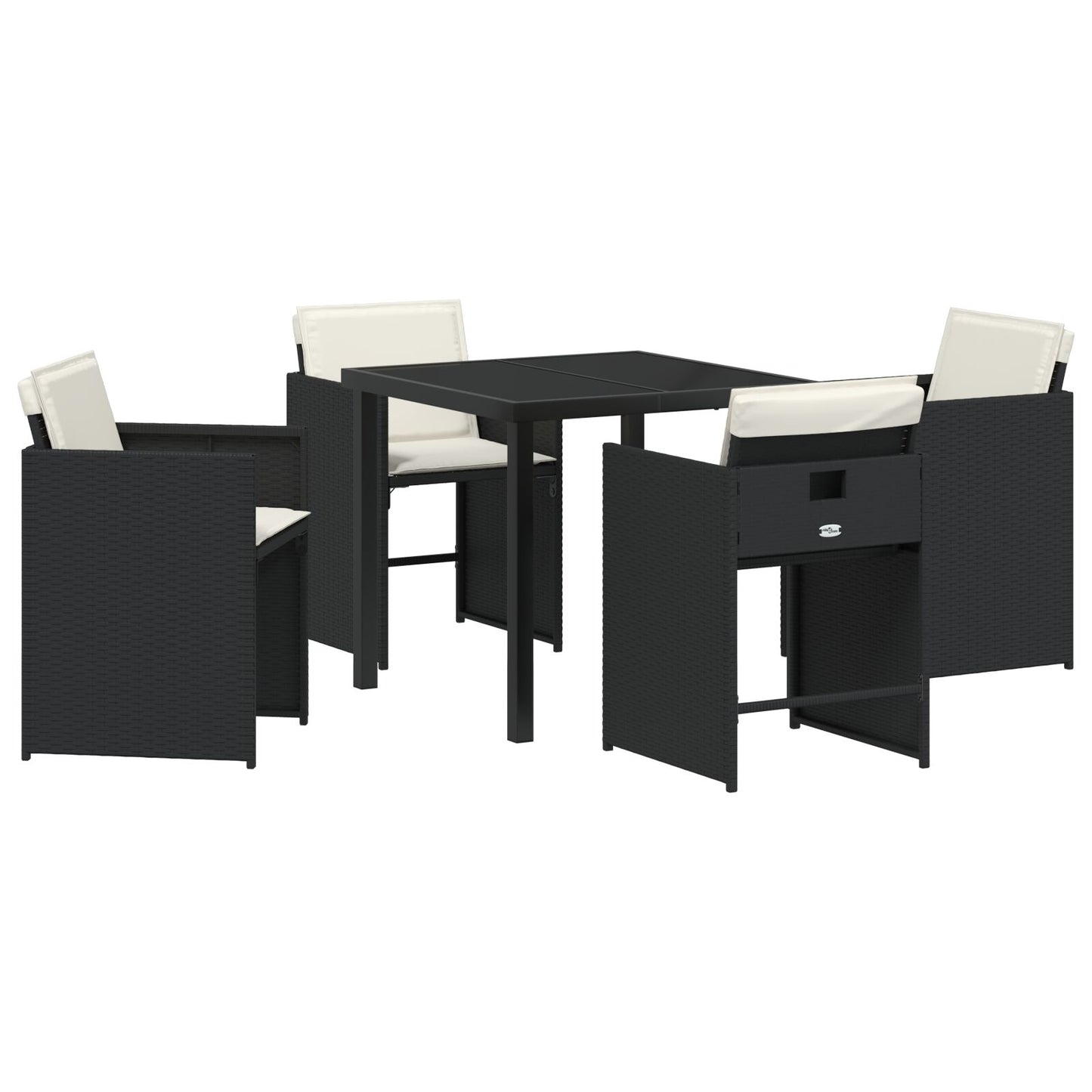 5-Delige Tuinset Met Kussens Zwart Poly Rattan