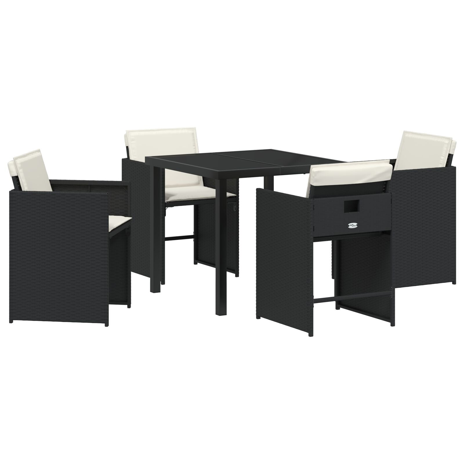 5-Delige Tuinset Met Kussens Zwart Poly Rattan