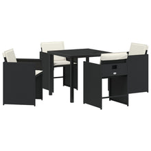 5-Delige Tuinset Met Kussens Zwart Poly Rattan