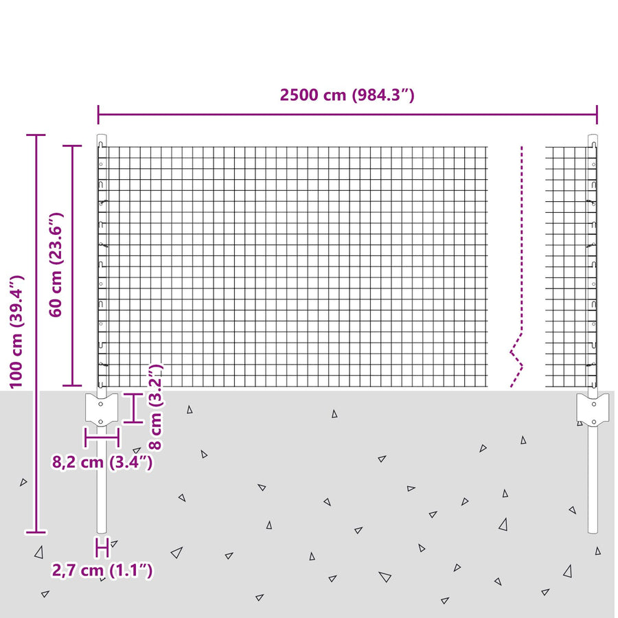 Gegalvaniseerd Draadhek Met 10 U-Palen Zilver 0,6X25 M Staal
