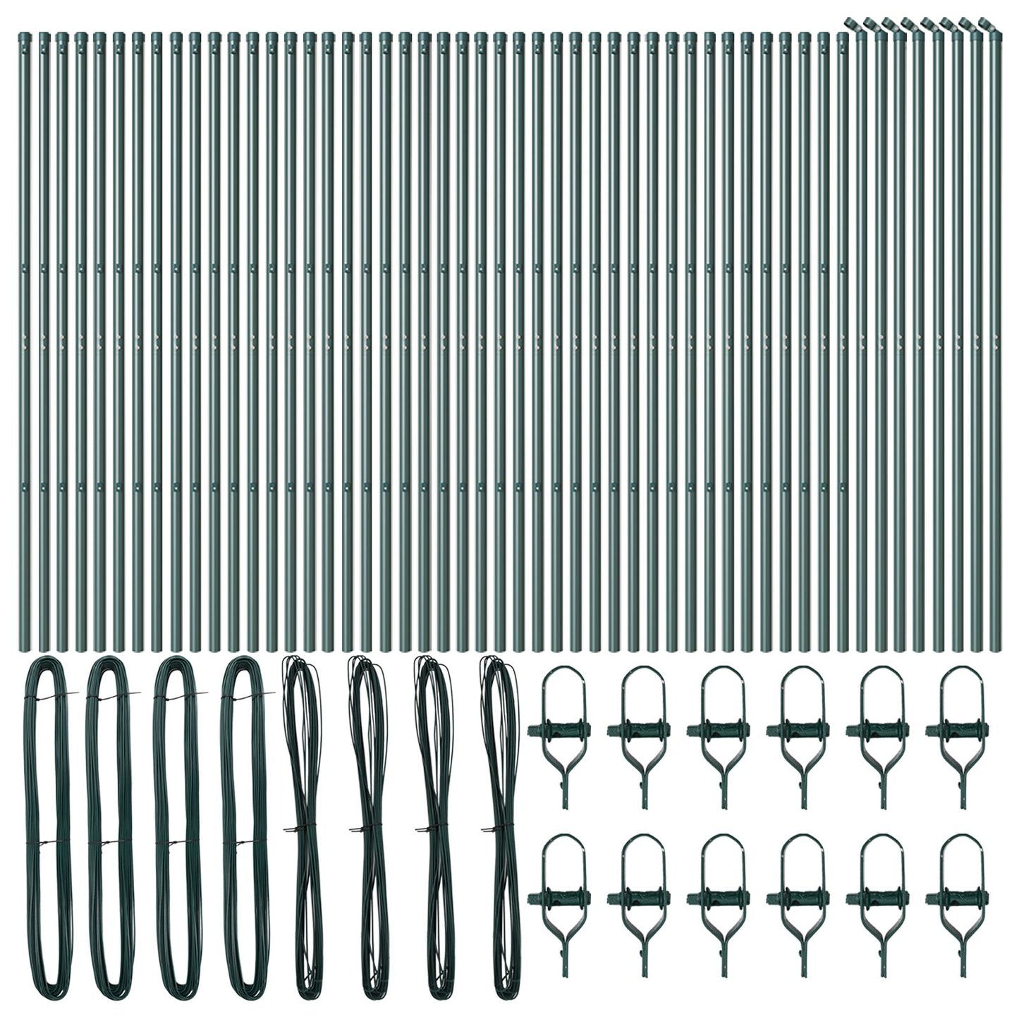 Hekpalen 52 Stks Ø32 Mm Gegalvaniseerd Staal Groen 190 cm 52x post