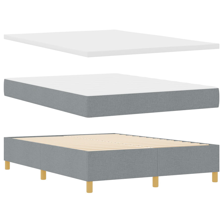 Boxspring Bed Met Matras & Bank Stof Lichtgrijs 140 x 200 cm Knopgeplooid