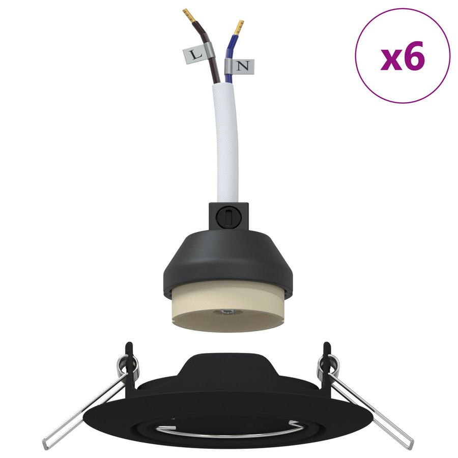 Lampen Set Van 6 Kunststof 9 Cm Modern Zwart