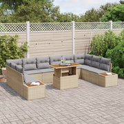 Tuin Eetset 11-delig beige/grijs rattan